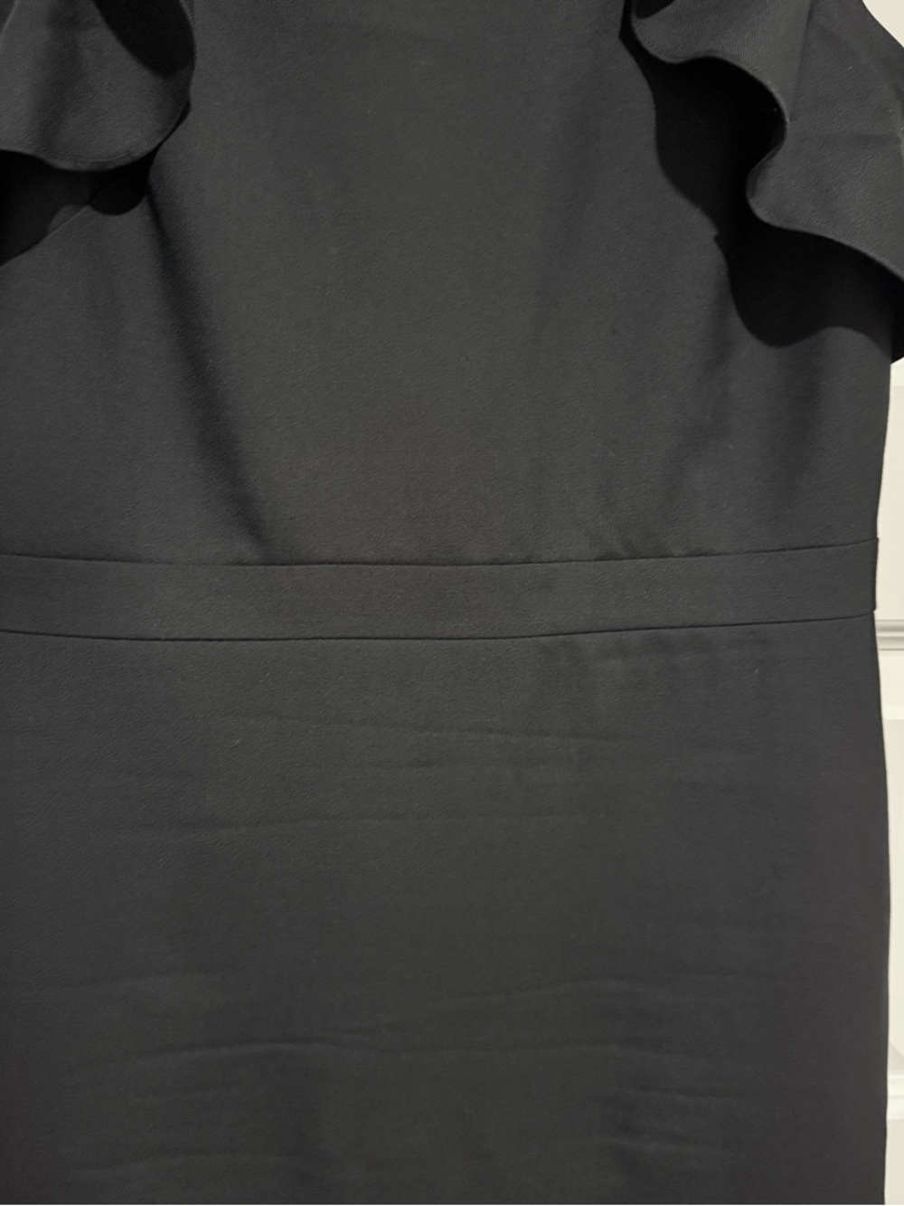 J. Crew Black Ruffle-Shoulder Midi Dress Size 8T - Picture 3 of 12